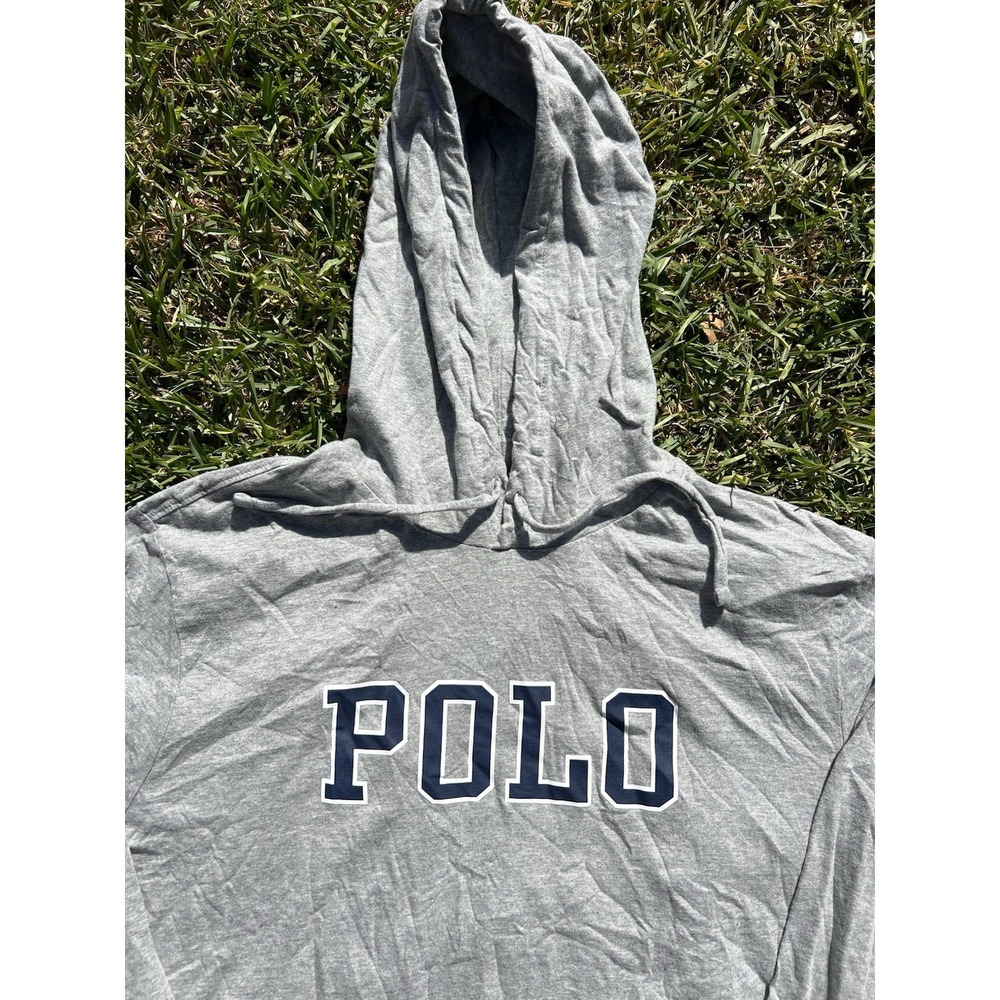Polo Ralph Lauren Hoodie Pullover Gray Men's XL Spell Out Sport Bear - Picture 3 of 4